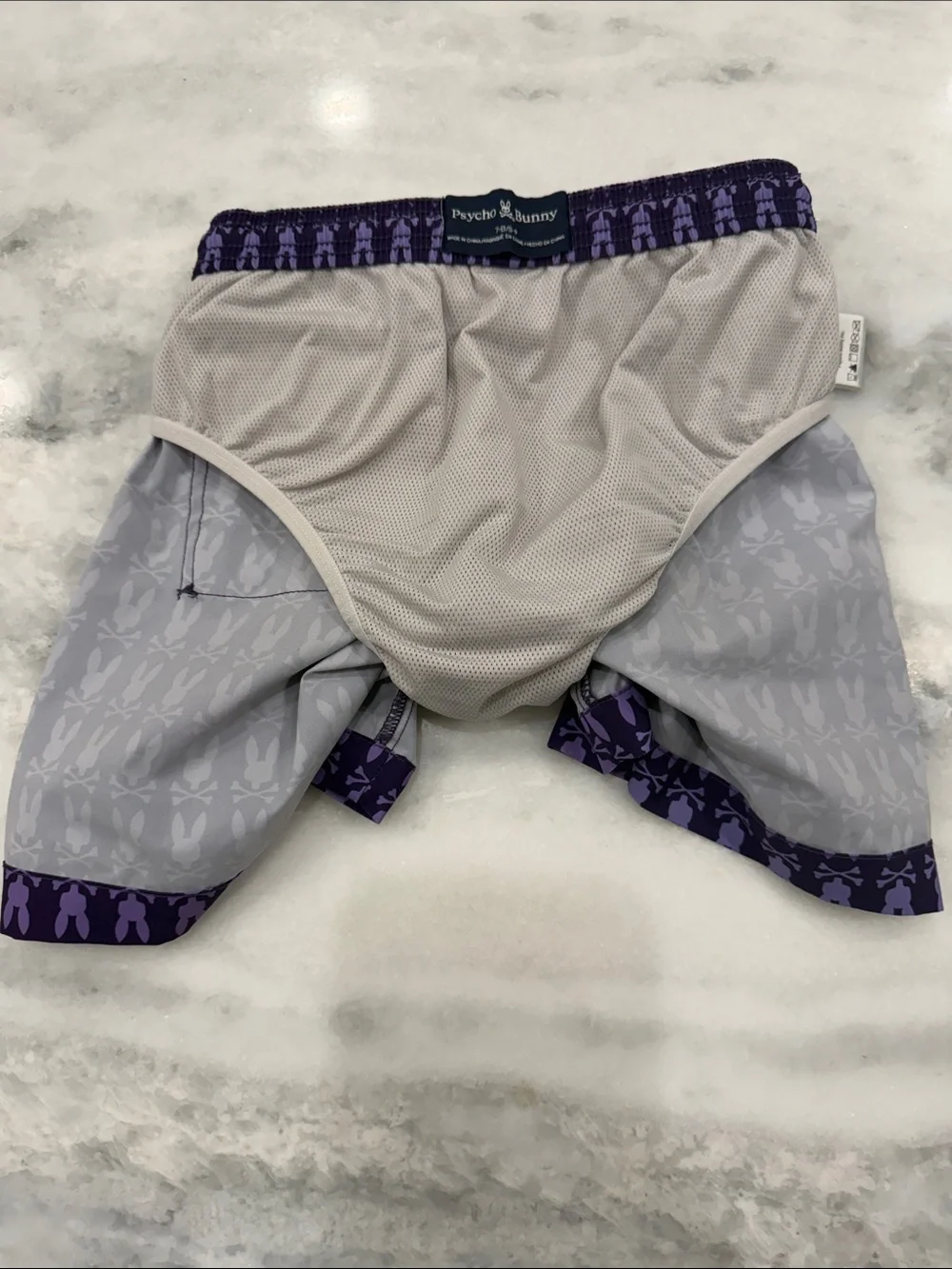 Psycho Bunny Purple Graphic Swim Trunks